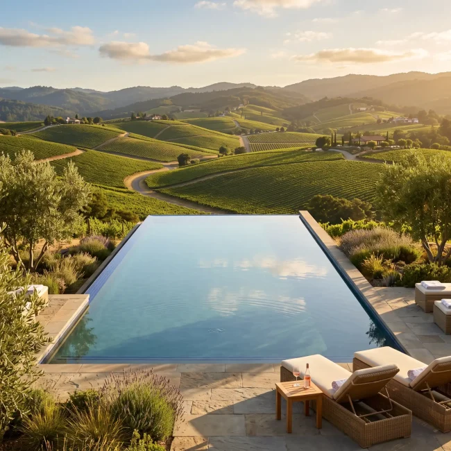 overlooking infinity pool