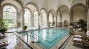 Indoor mineral bath house pools